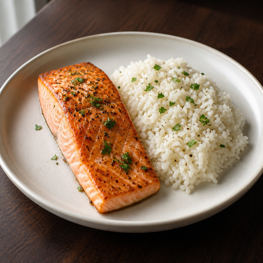 Salmon + Rice + Broccoli