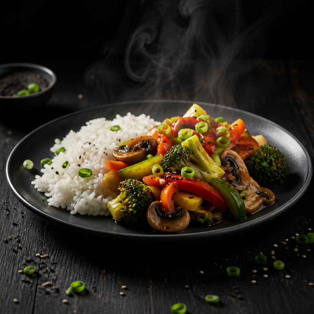 Vegan Veggie Stir Fry With Rice